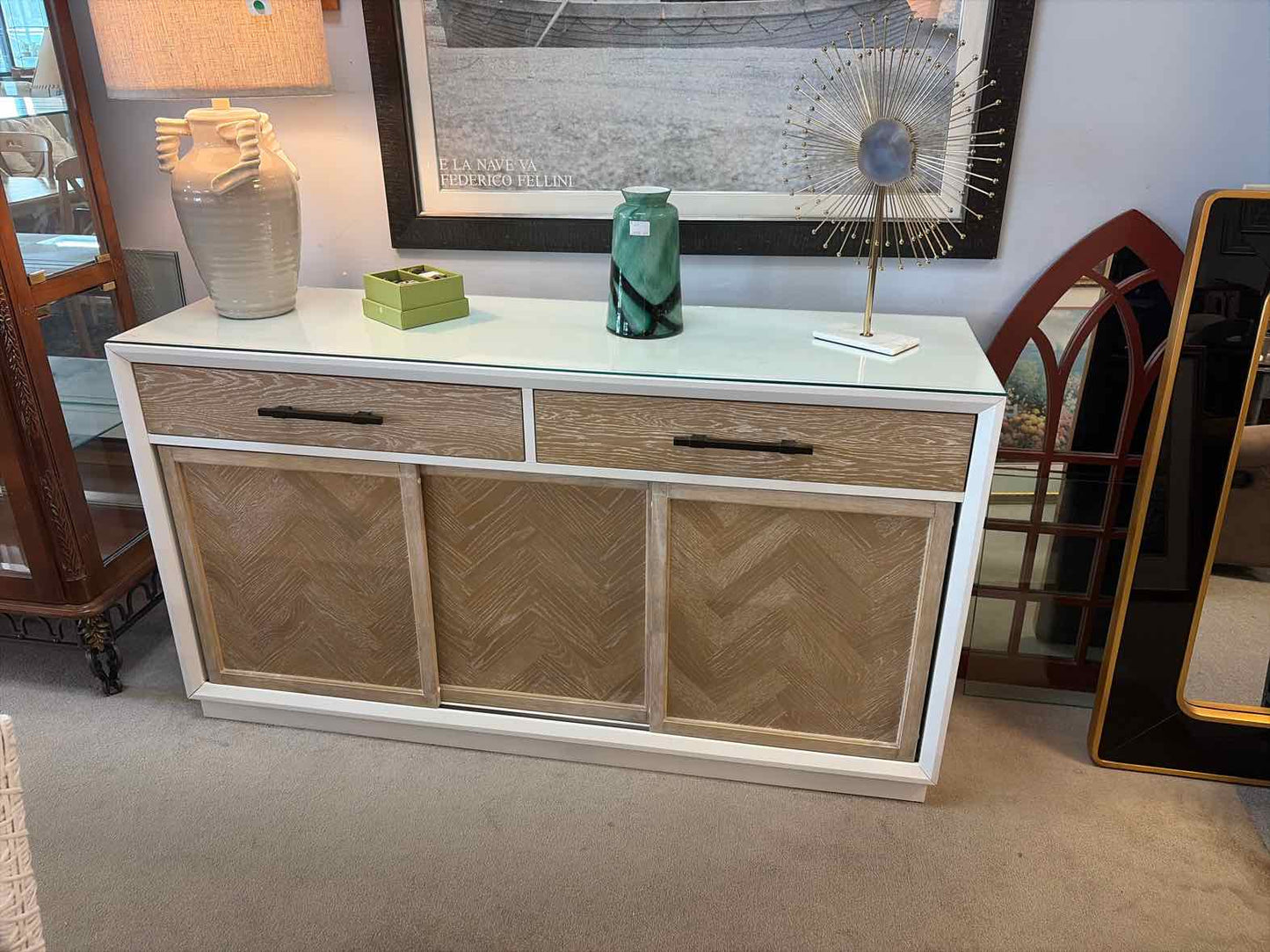 Panama Jack Buffet – Two-Tone Tan & White Coastal Style
