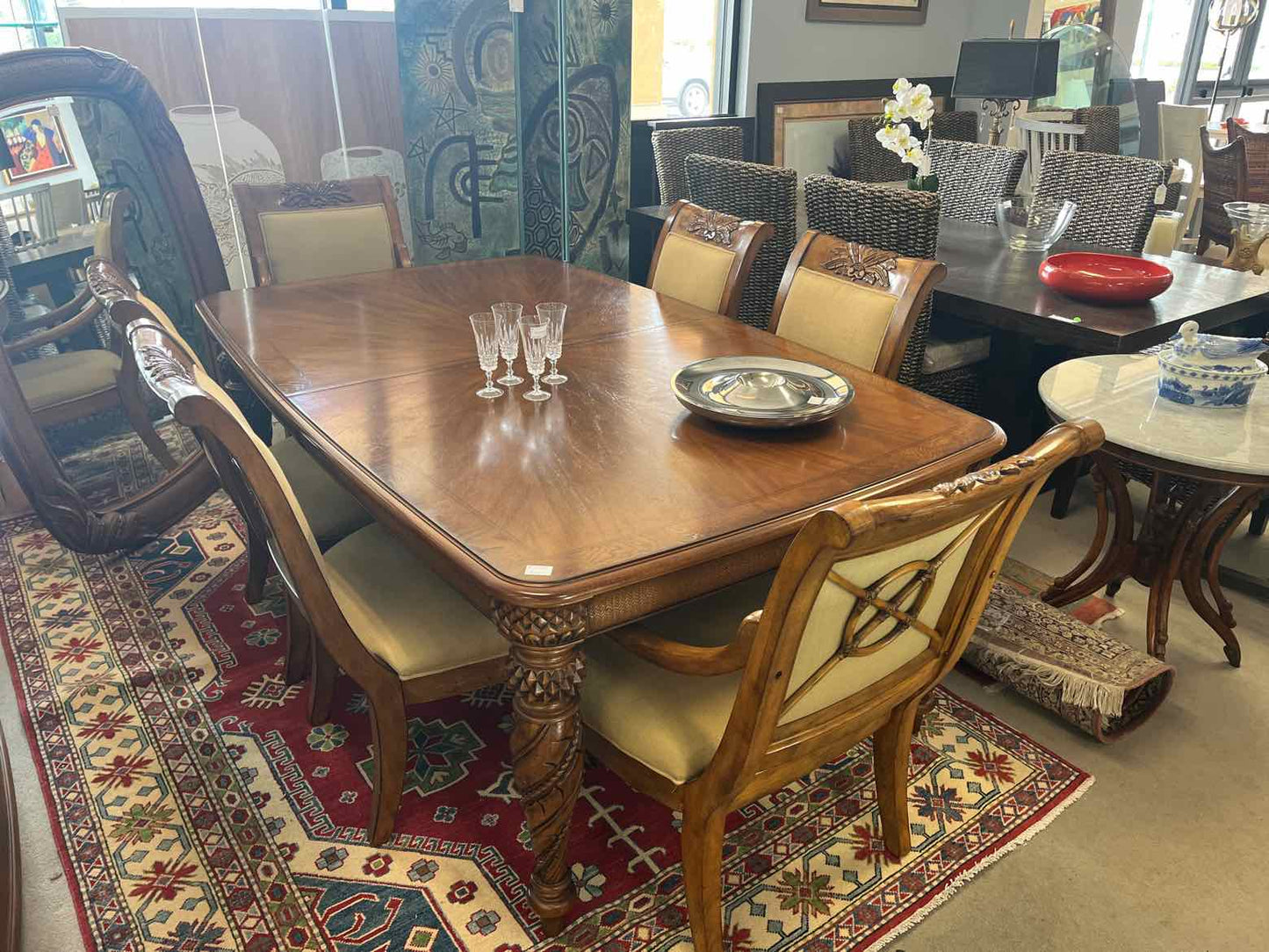 Havertys Natural Wood Dining Table – 6 Chairs