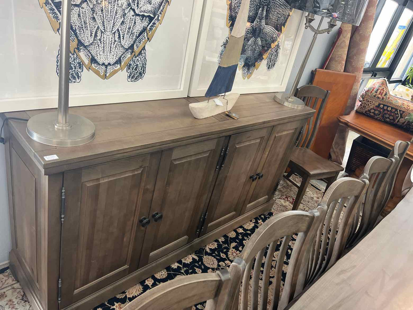 Bassett Gray Wood Buffet – Modern Storage Cabinet
