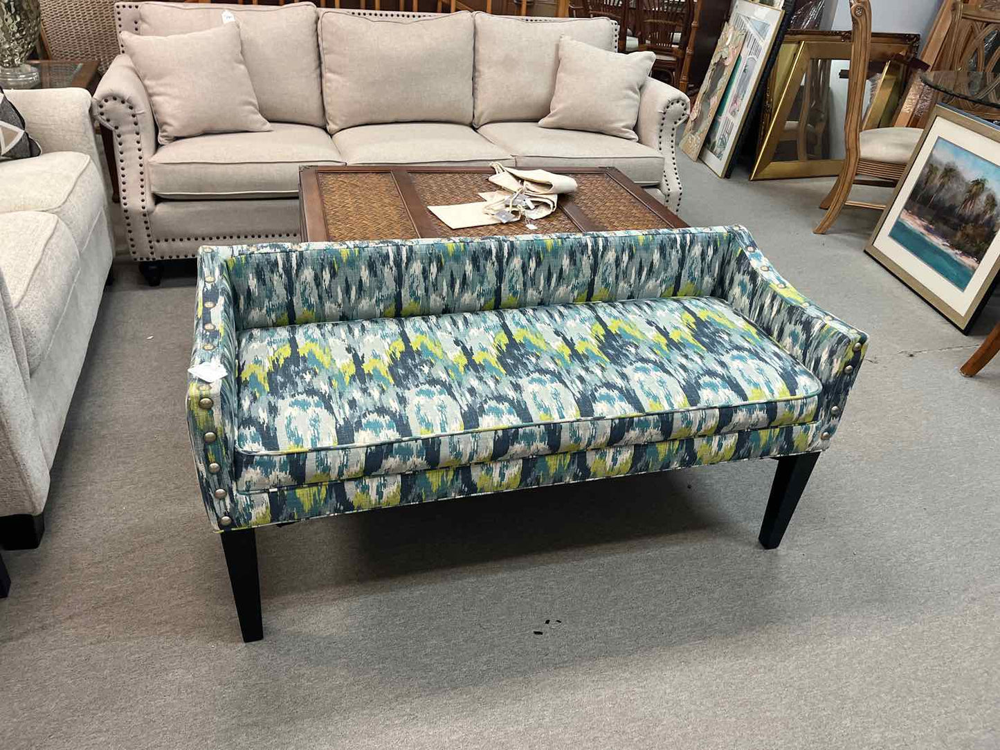 Multicolor Tie-Dye Style Bench – Bedroom Accent Bench