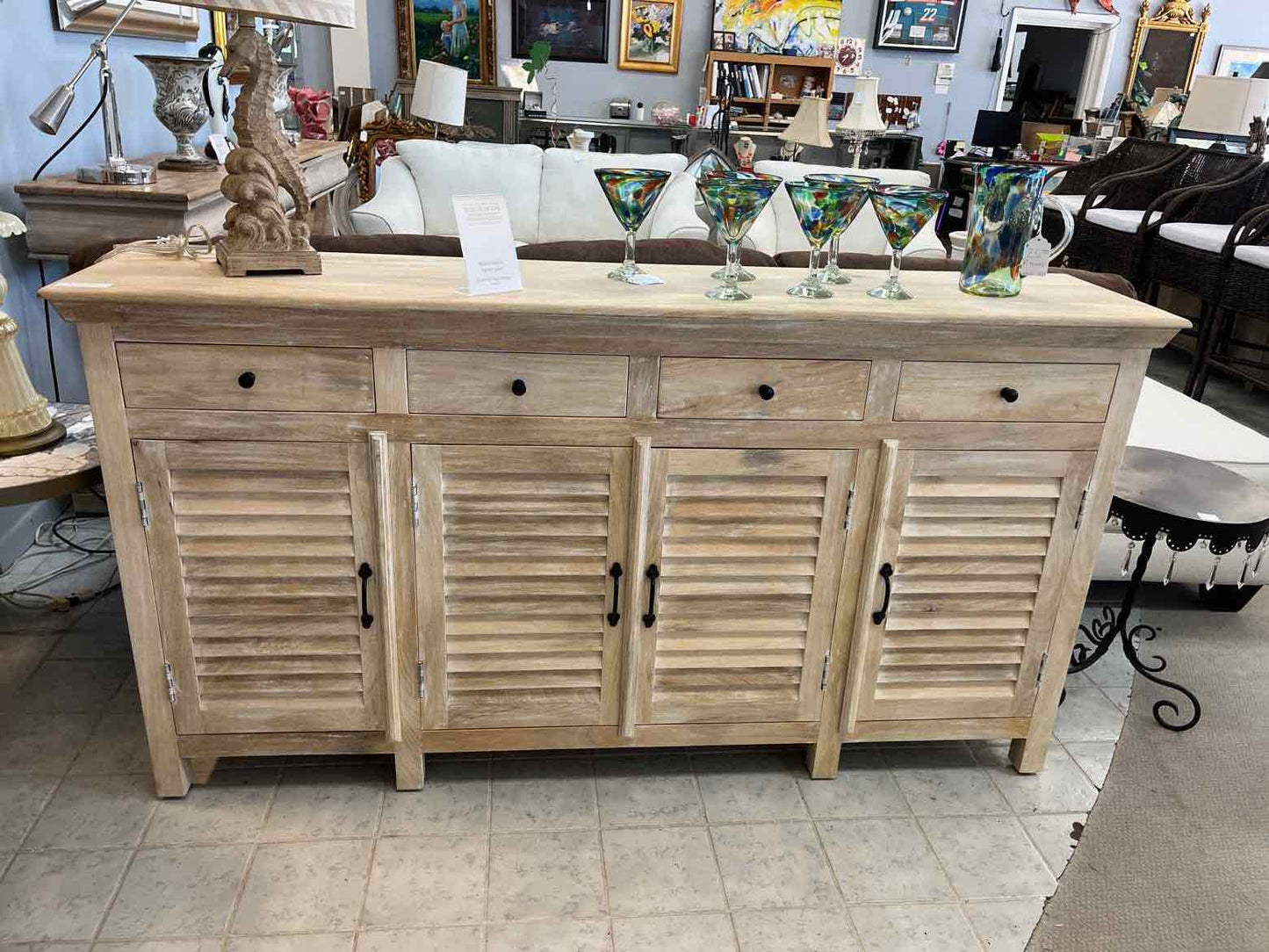 "New" Tan Mango Wood Console