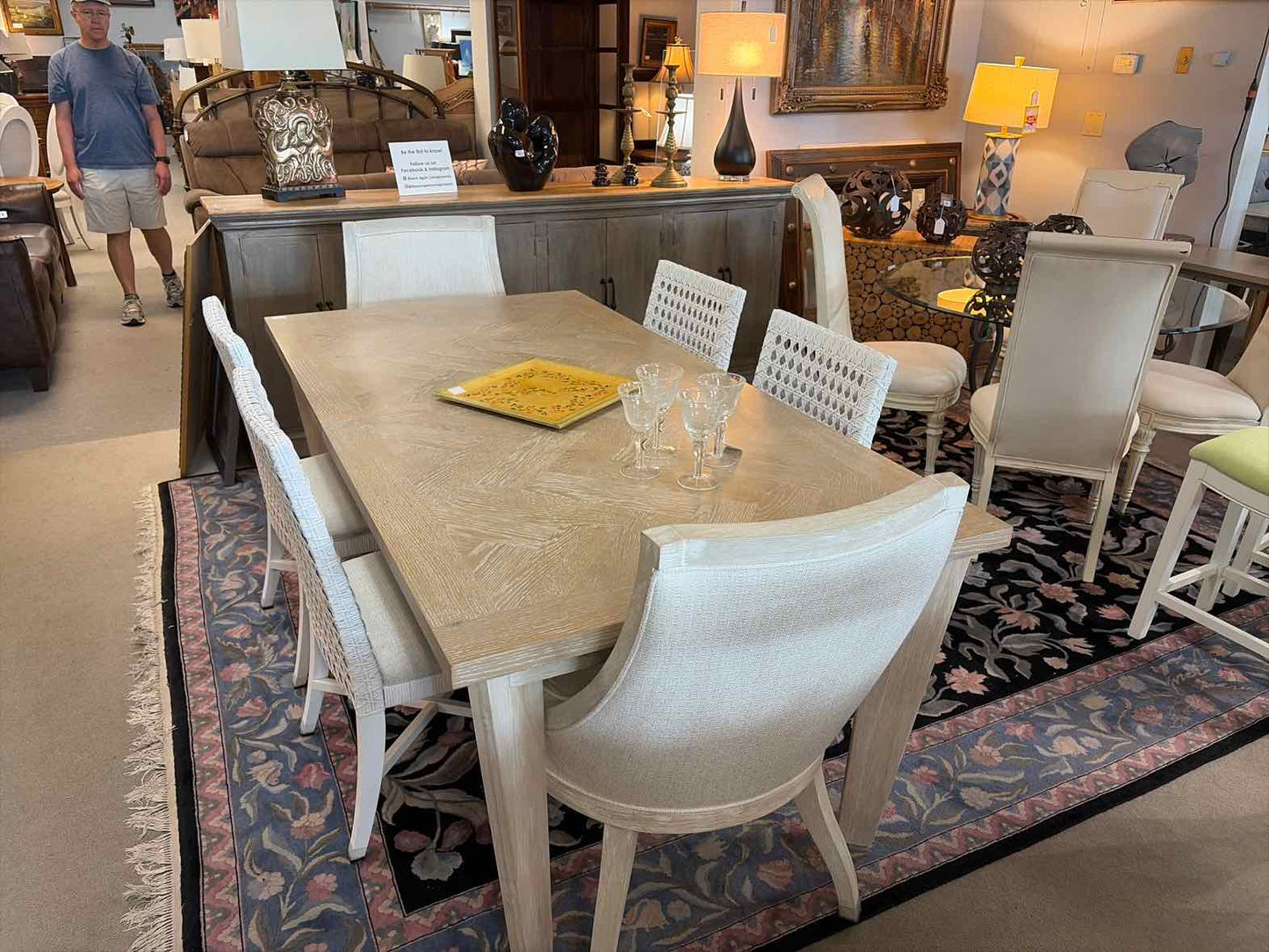 Farmhouse Tan Wood Dining Table & 6 Chairs – Rectangle Dining Set