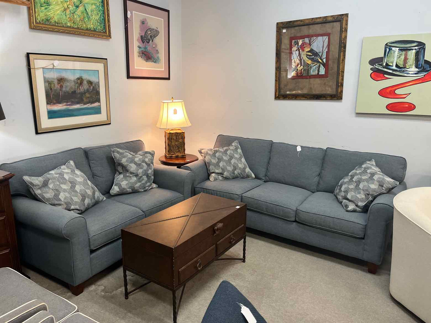 Havertys Blue Sofa & Loveseat – Living Room Set