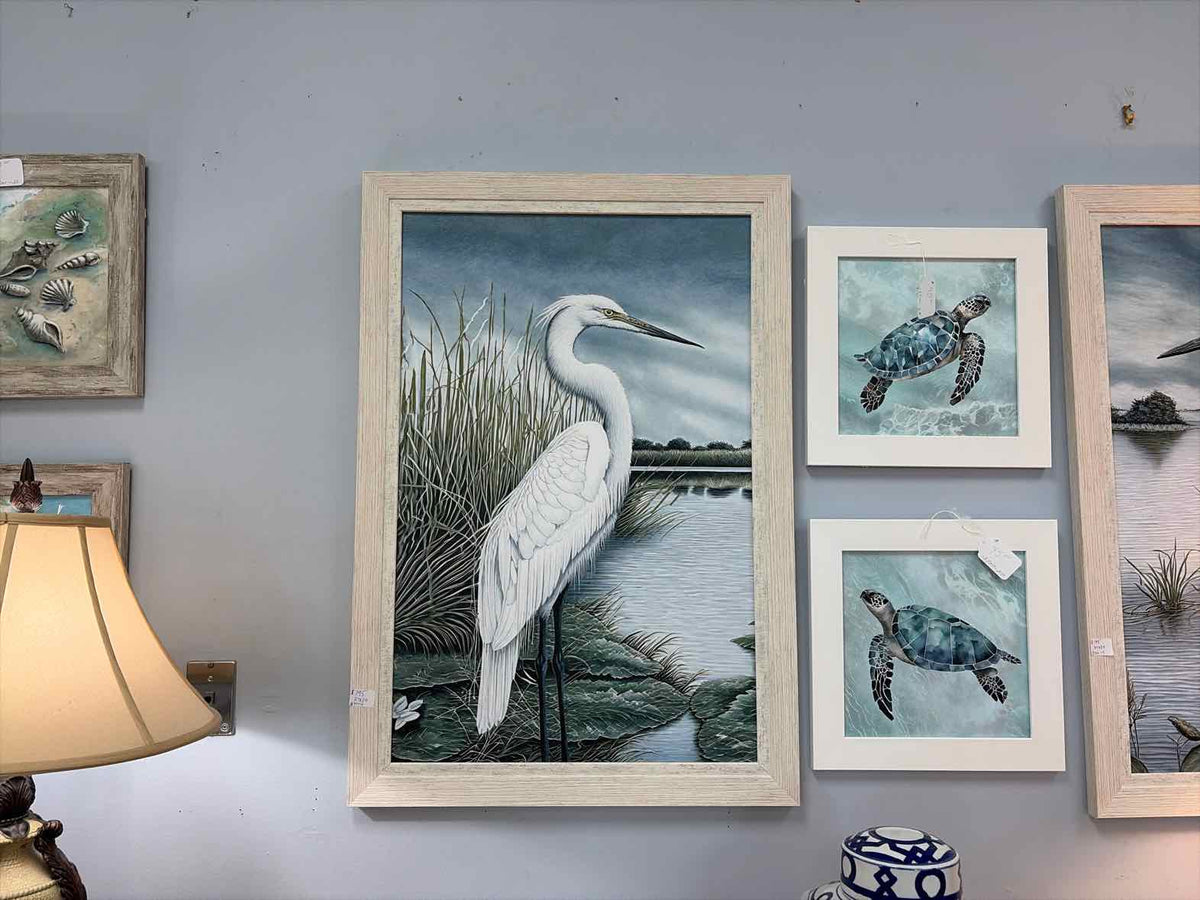 Brand New Great Egret Coastal Water Artwork