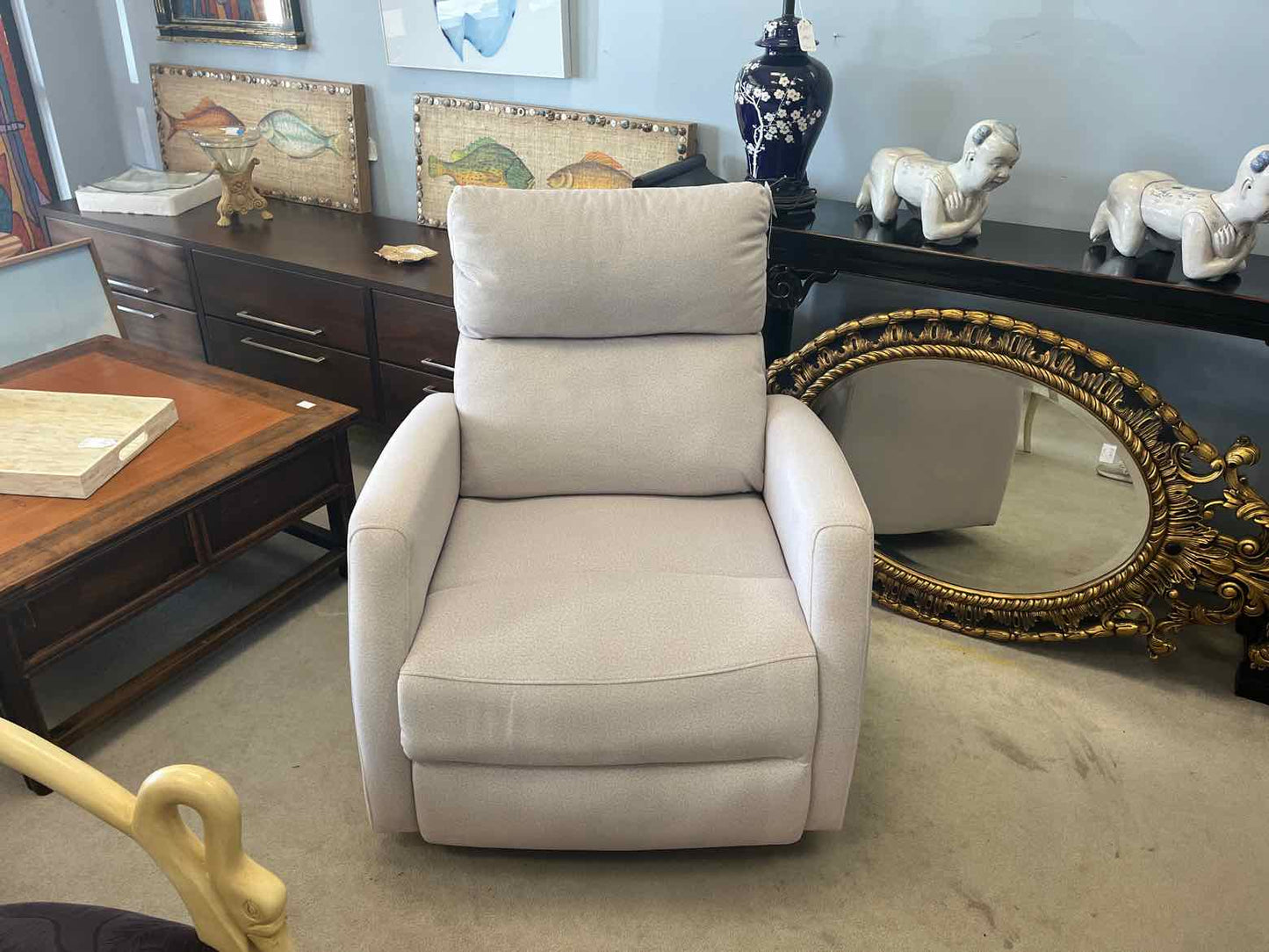 White Upholstered Recliner – Accent Chair