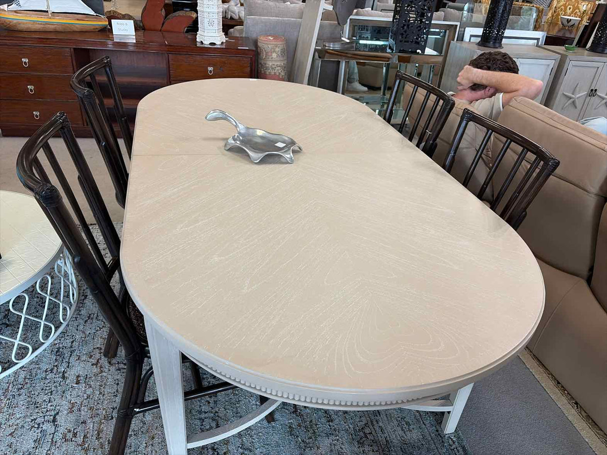 Gabby Whitlock Tan & White Oval Dining Table with Leaf