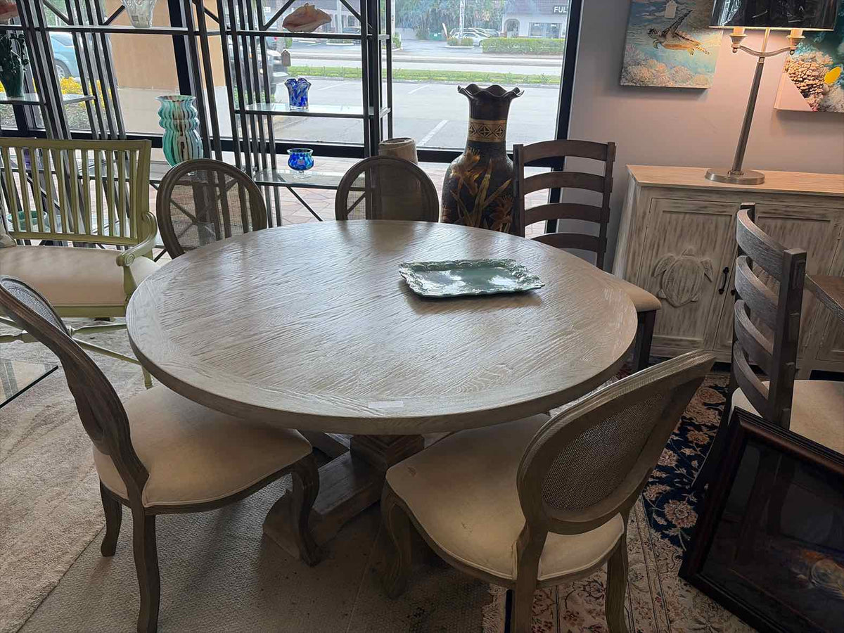 Arhaus 60" Round Gray Dining Table – Elegant Dining Room Table