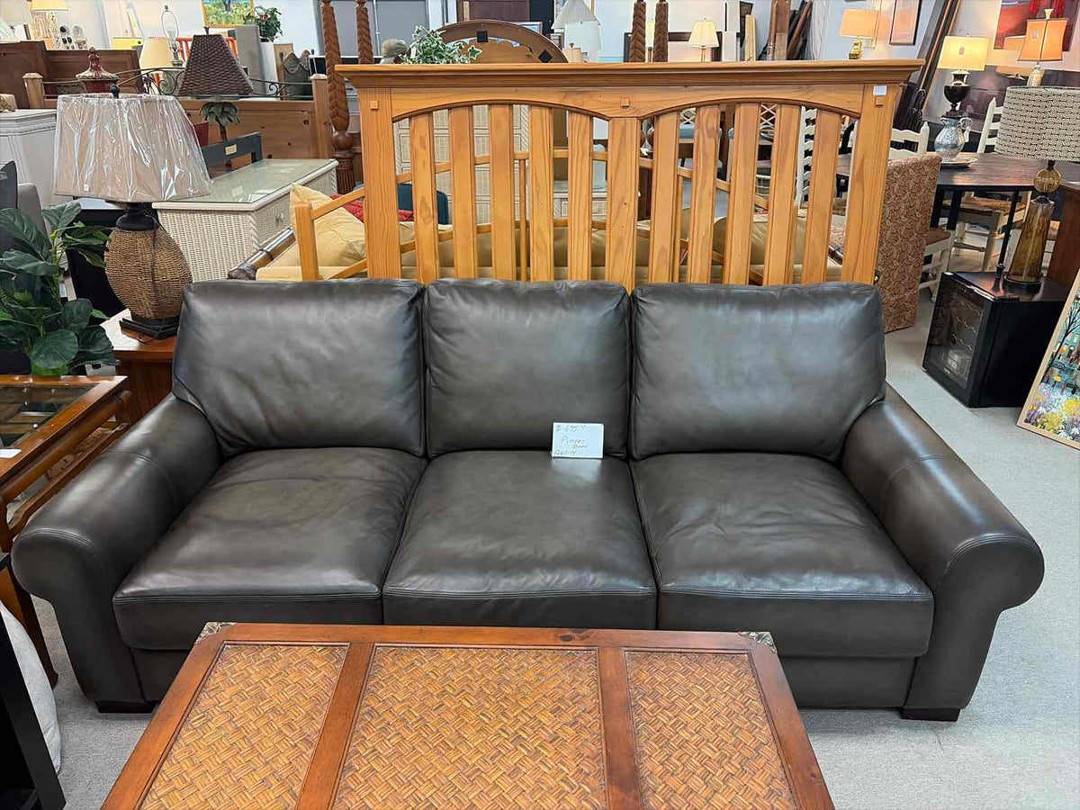 Pottery Barn Brown Leather 3-Seat Sofa