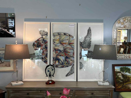 Trowbridge Gallery Turtle Triptych – 3 Piece Coastal Wall Art