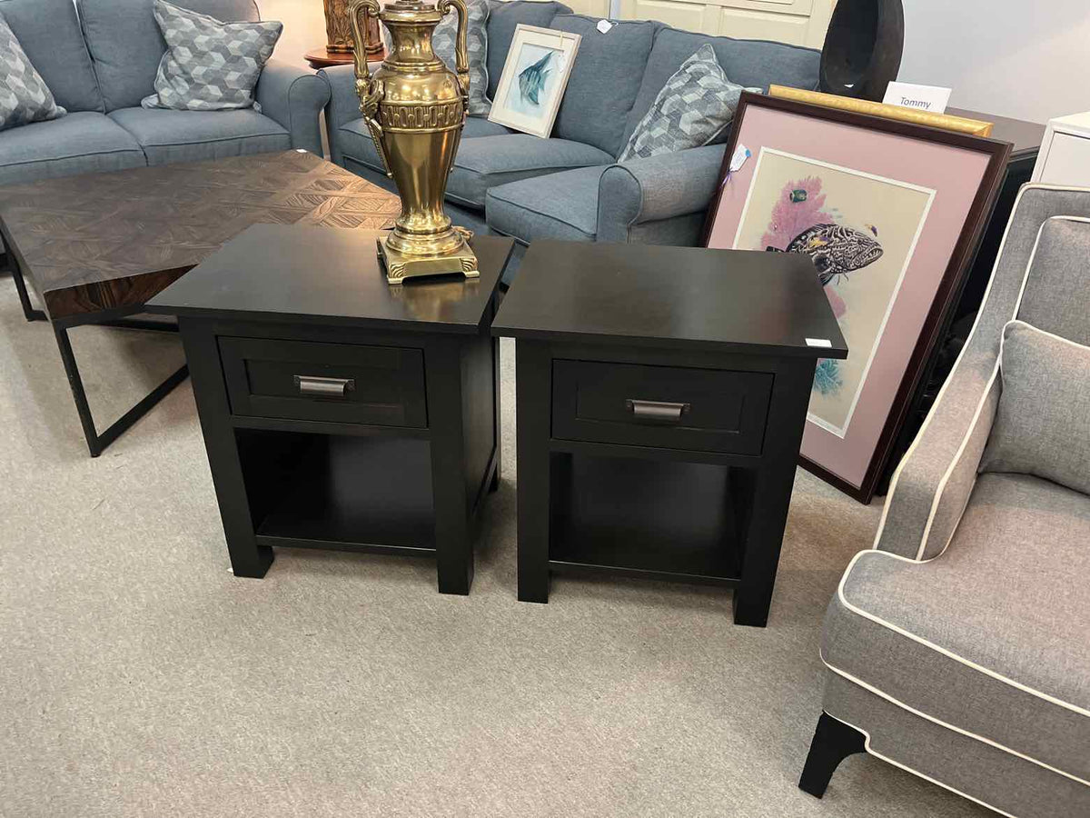 Black Wood Bedroom Nightstands – Pair