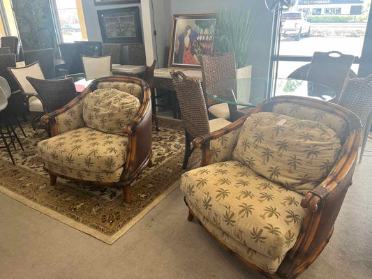 Pair of Schnadig Palm Tree Living Room Chairs