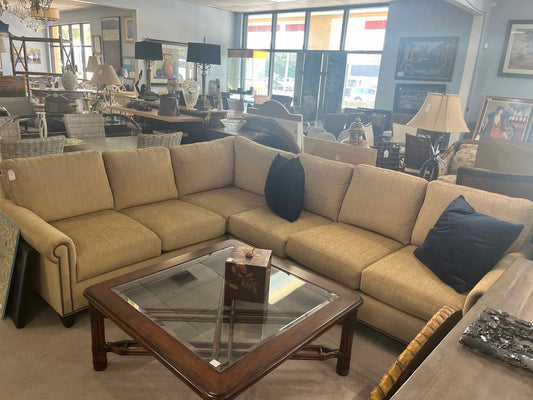 Custom Bassett Beige Sectional Sofa