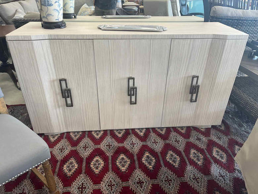 Modern White Buffet – Chain Link Handle Storage Cabinet