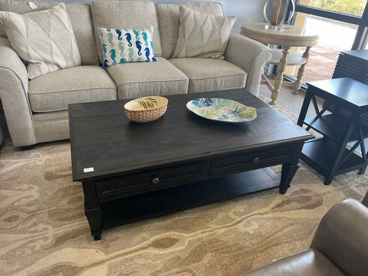 Havertys Dark Wood Rectangular Coffee Table