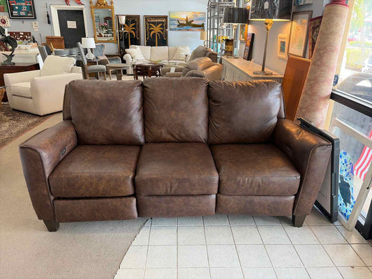 Dark Leather Power Reclining Sofa