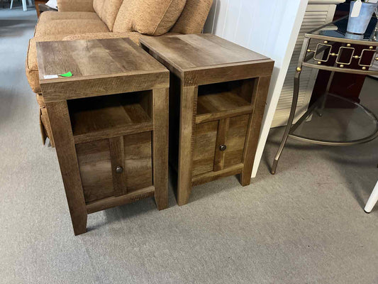 Farmhouse Wood End Tables – Rustic Side Tables (Pair)