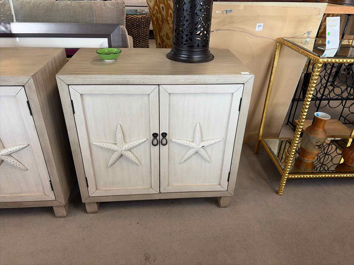 Gray & Off-White Coastal Cabinet with Starfish Doors