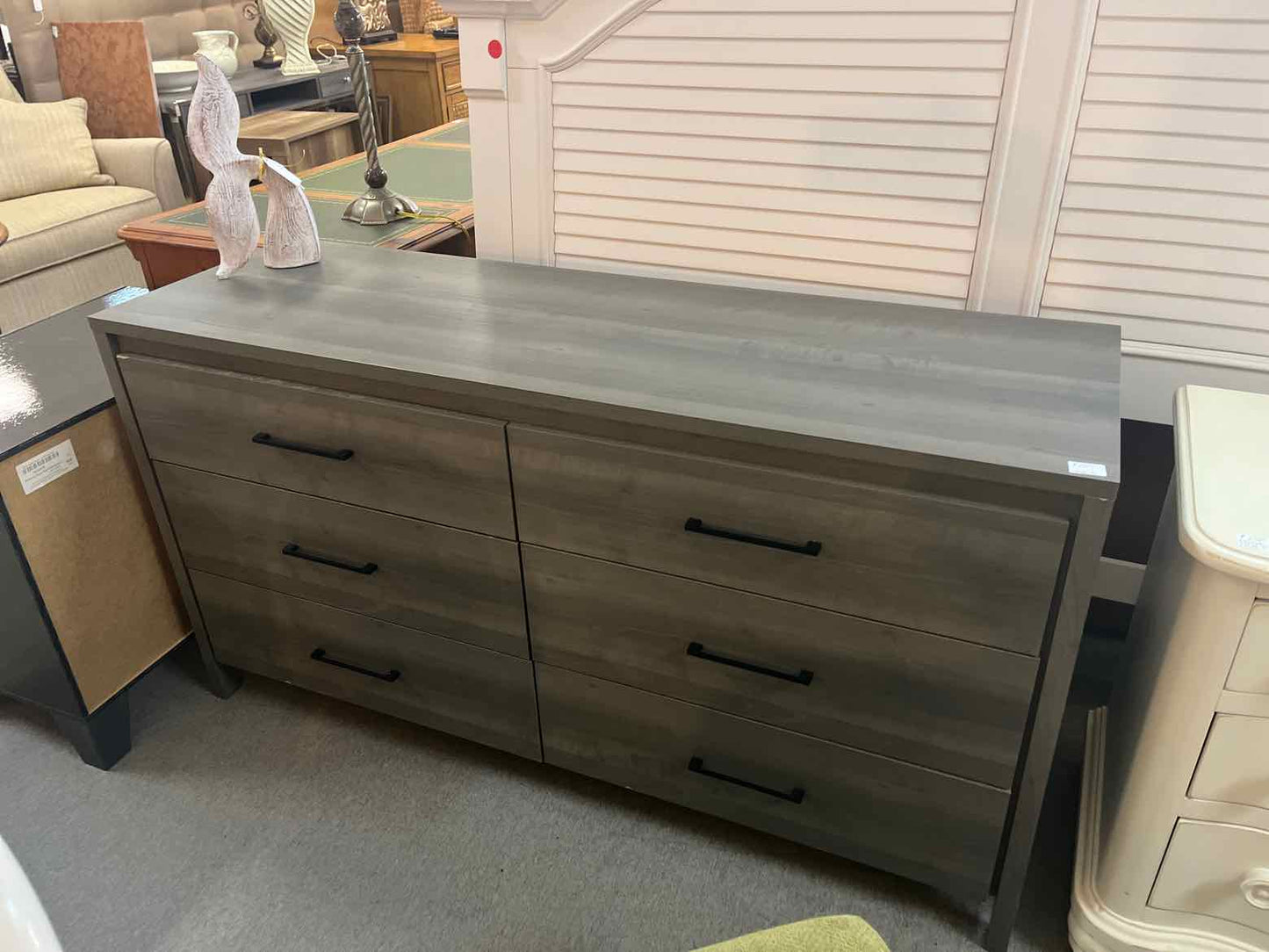 Gray 6 Drawer Dresser – Bedroom Storage Cabinet