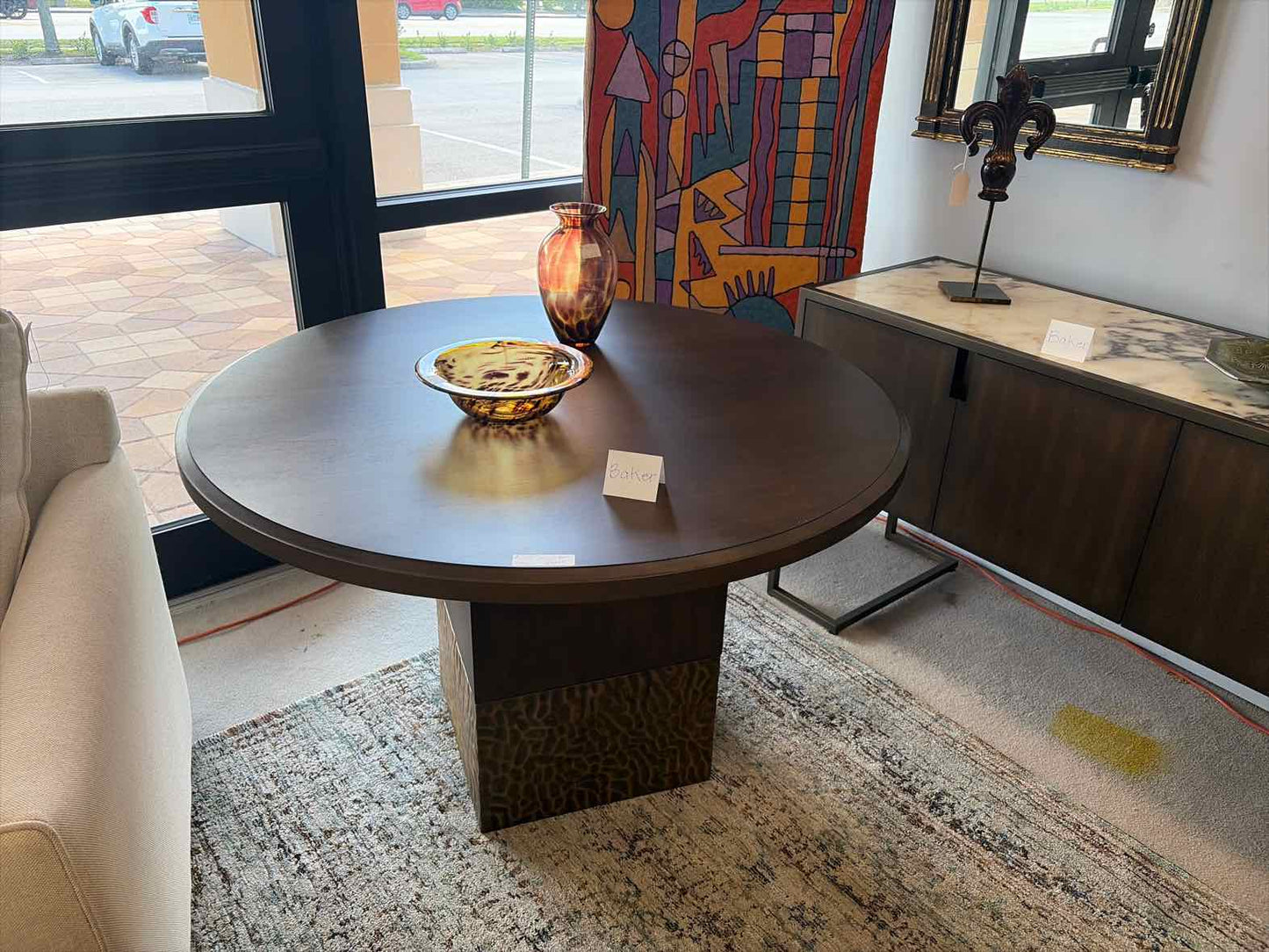 Baker 48" Round Dark Wood Dining Table – Elegant Dining Room Table