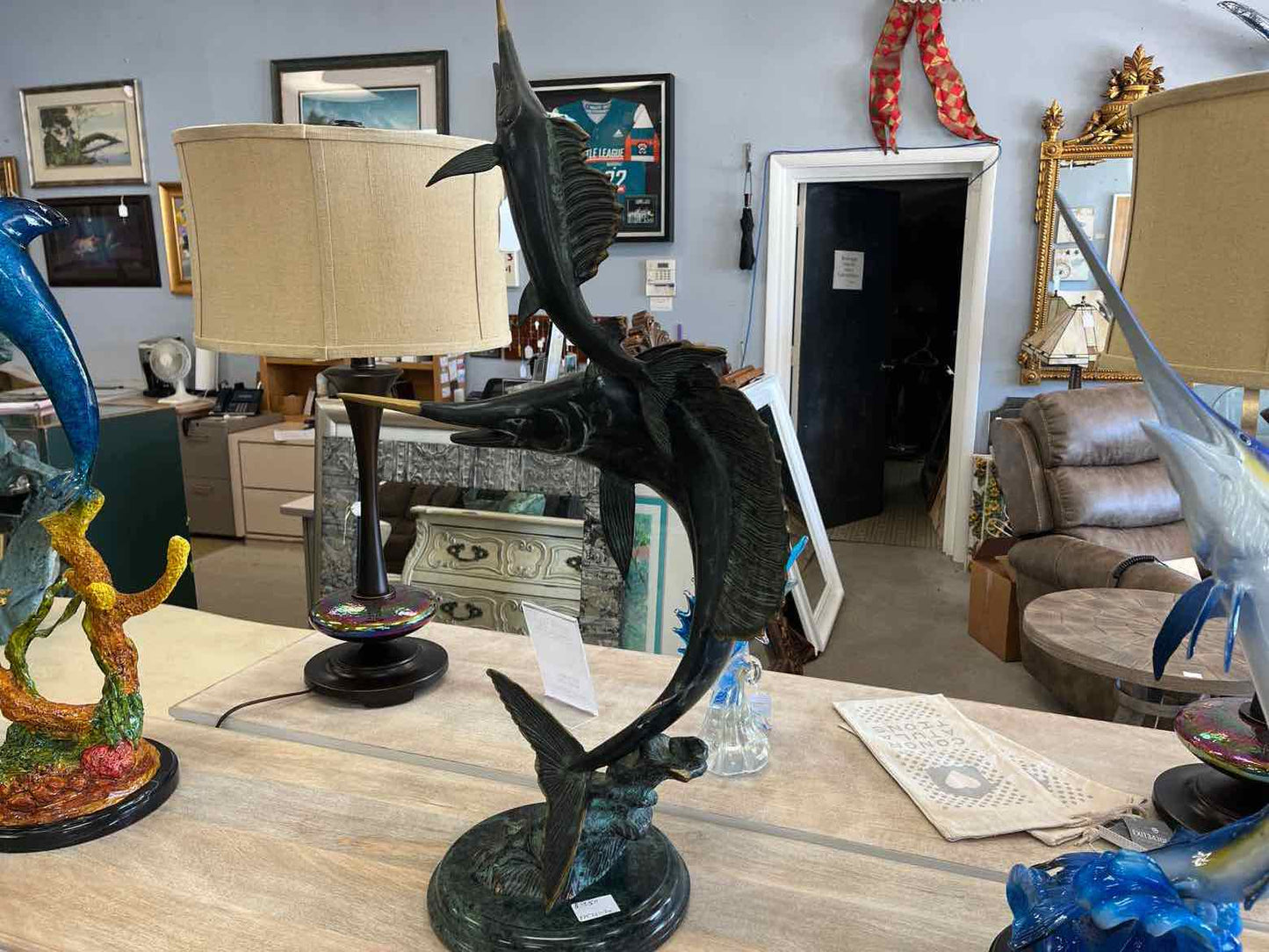 Bronze Sailfish Sculpture – Dual Sailfish Design