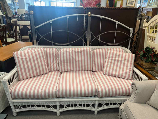 Patio Sofa – Pink & White Striped Cushions