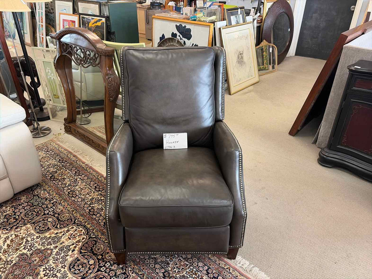 Hooker Dark Leather Recliner – Classic Leather Accent Chair