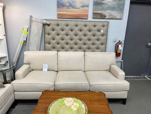 Ethan Allen Light Fabric Sofa – 3 Seat Living Room Couch