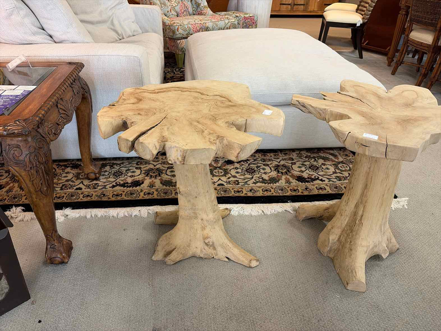 Teak Root Live Edge Side Table – Natural Wood