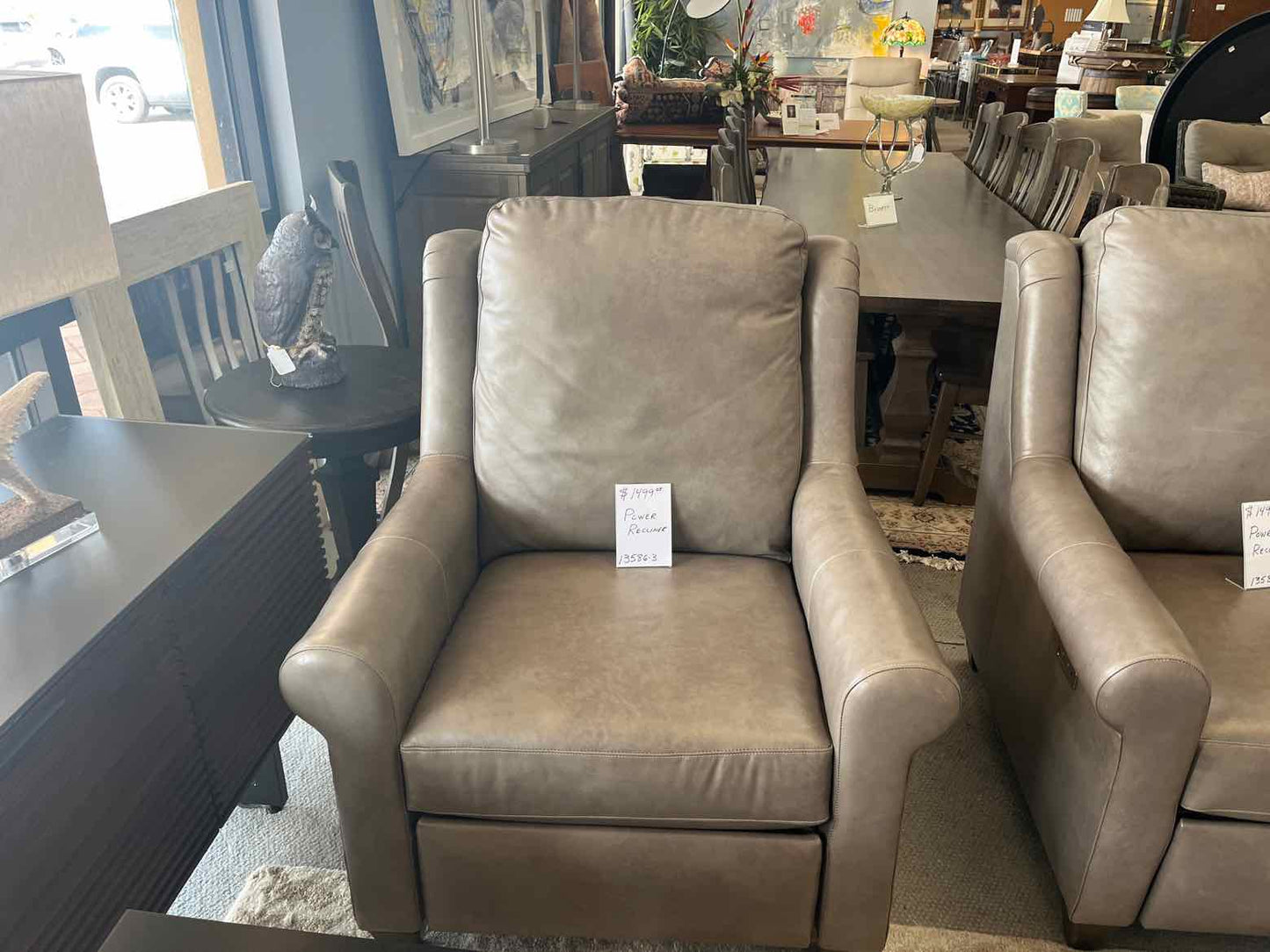 Havertys Gray Leather Power Recliner