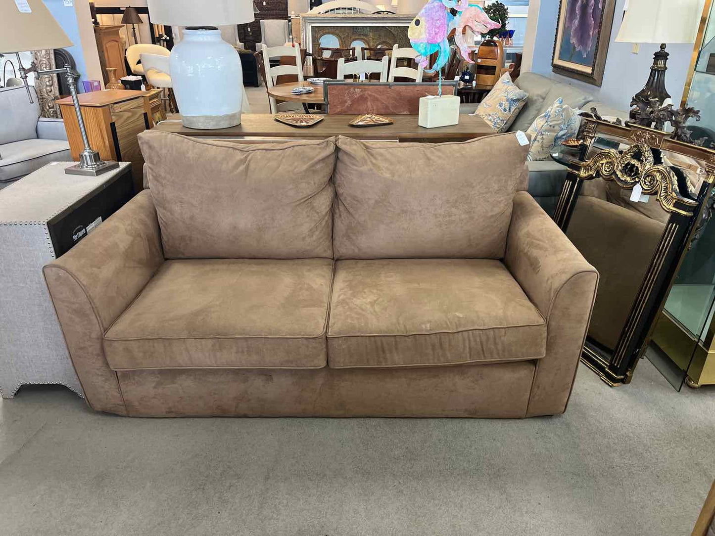 Brown Microfiber Sleeper Sofa – 2 Seat Couch