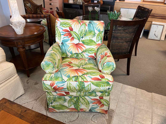 Coastal Floral Swivel Rocking Accent Chair