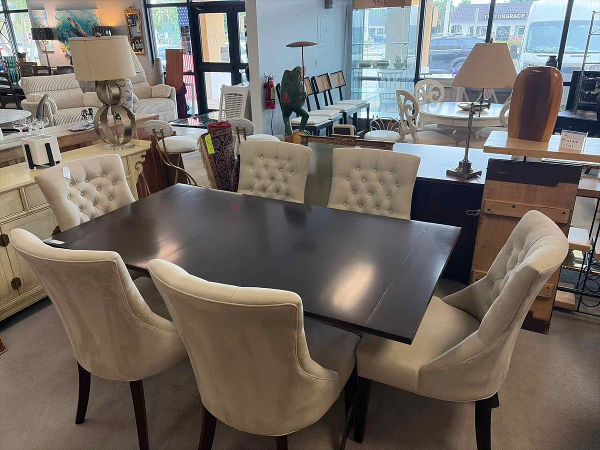 Pottery Barn Set of 6 Tufted Dining Chairs – Beige Upholstered