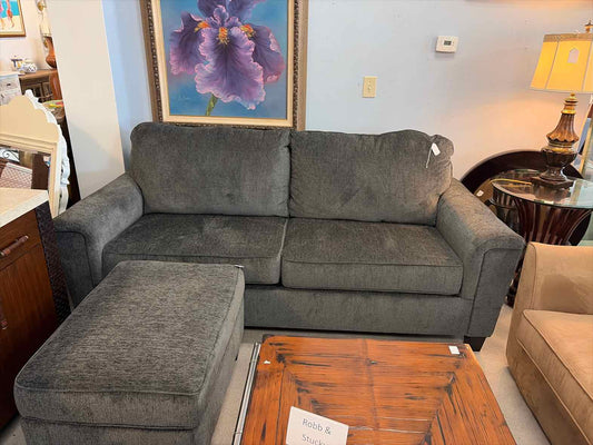 Charcoal Gray Sleeper Sofa with Ottoman