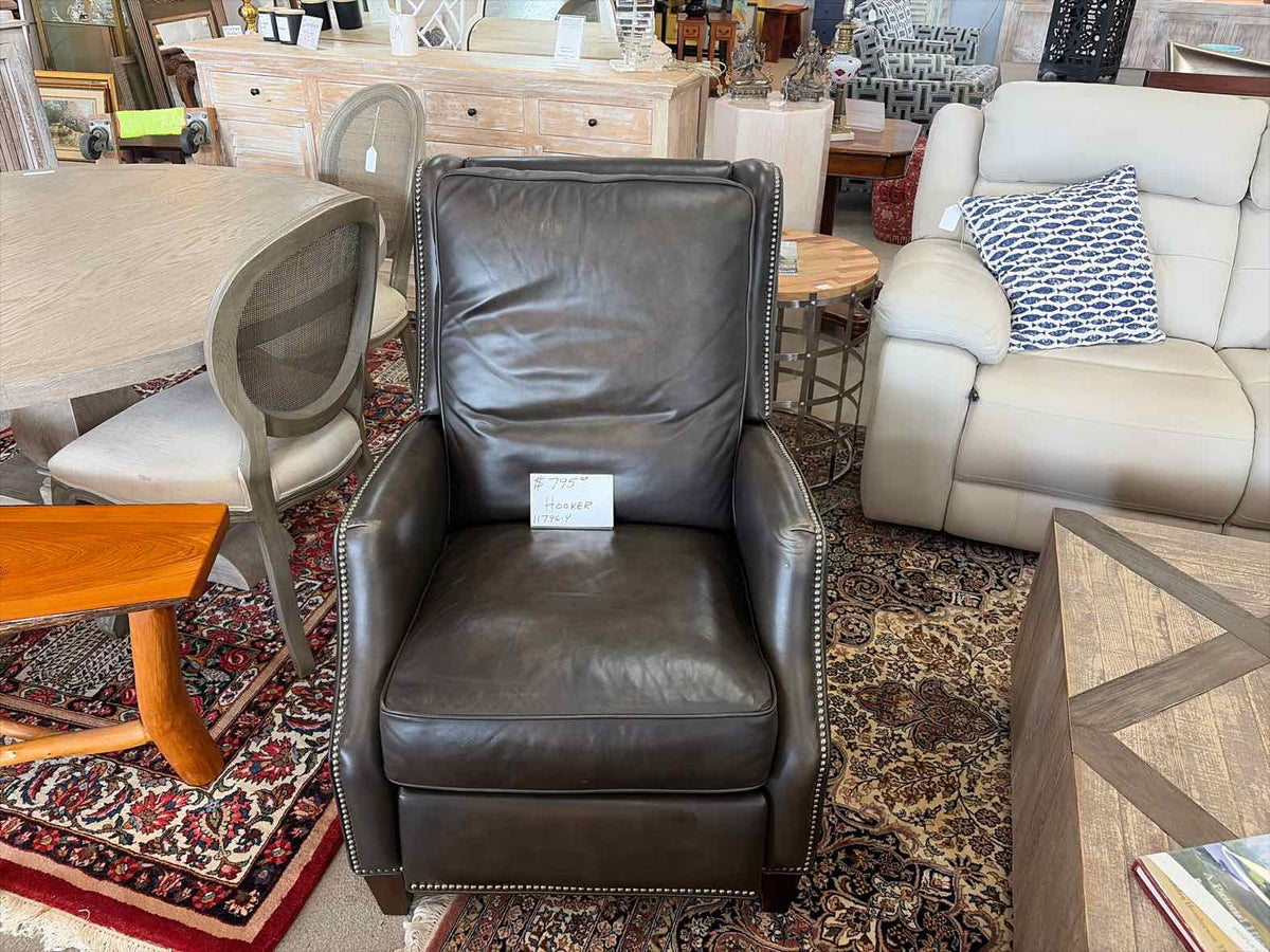 Hooker Dark Leather Recliner – Classic Leather Accent Chair