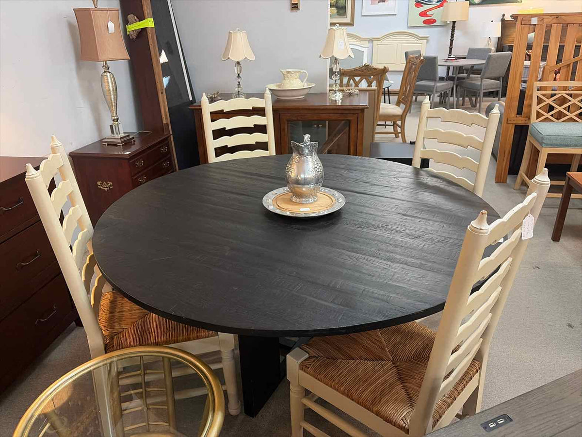 64" Round Black Wood Dining Table