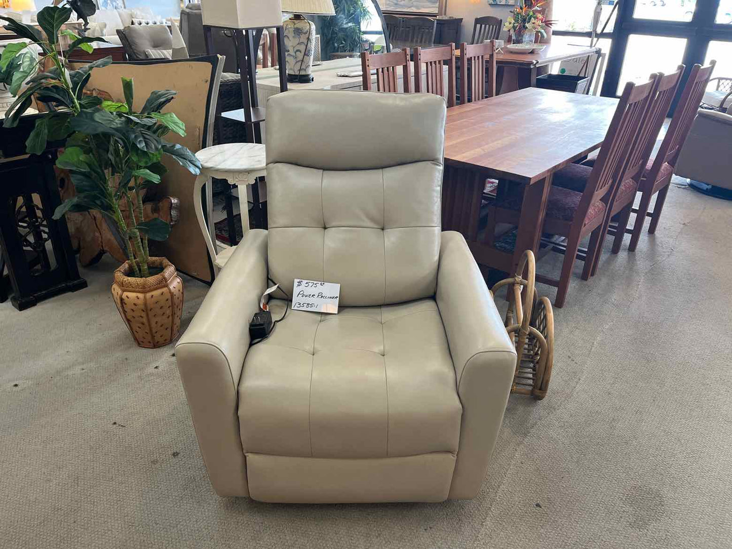 Gray Leather Power Recliner – Living Room Chair