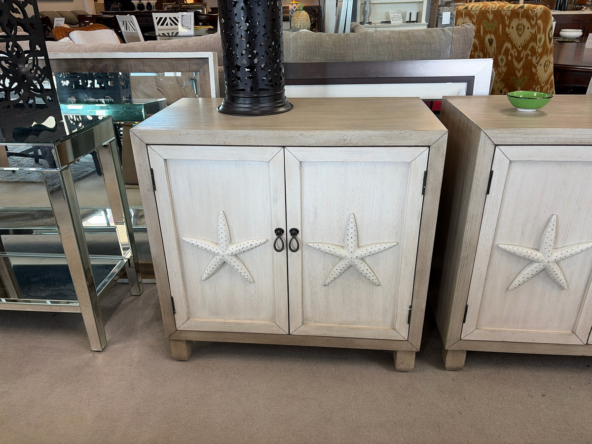 Gray & Off-White Coastal Cabinet with Starfish Doors