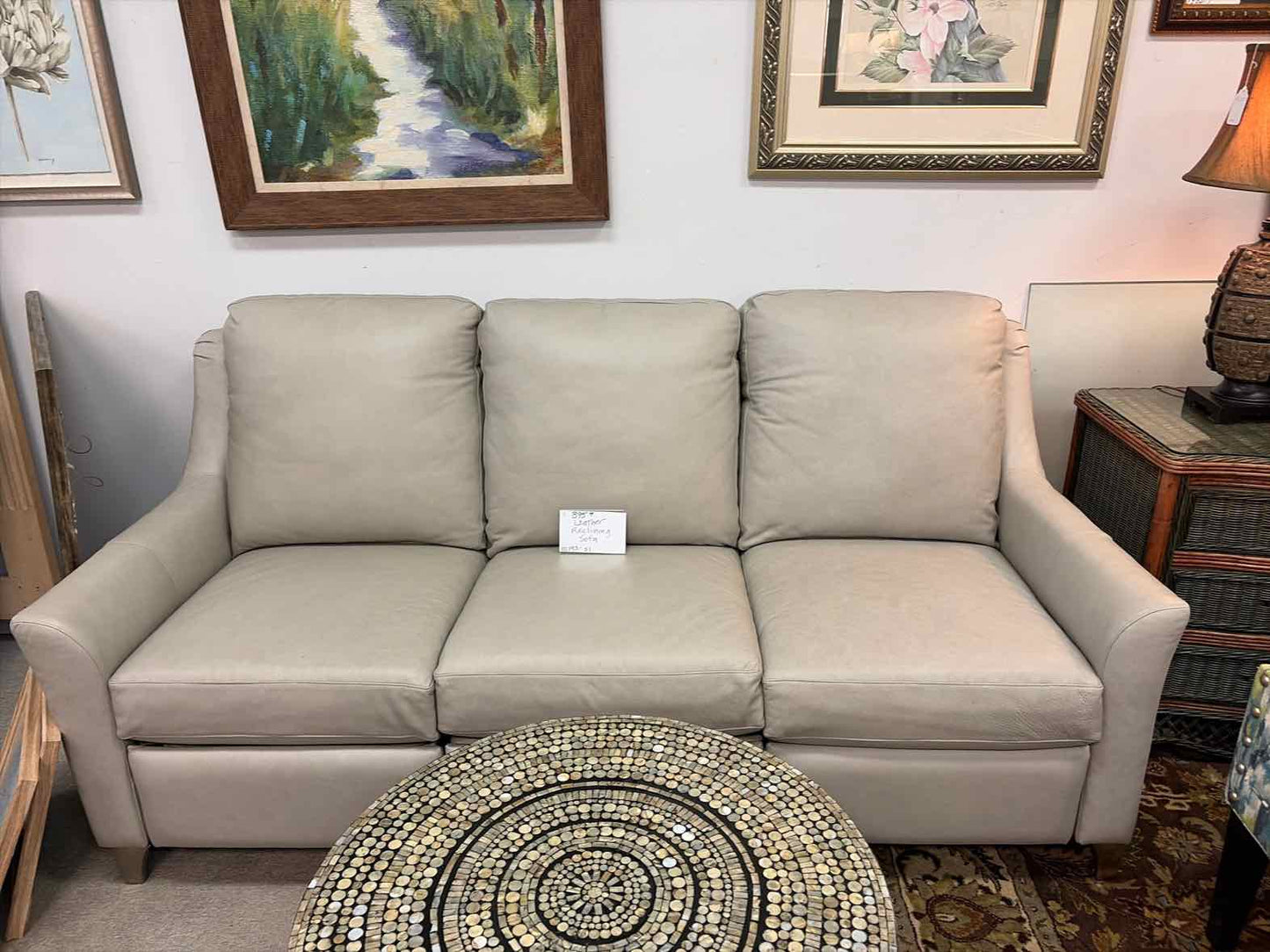 Gray Leather Sofa – 3 Seat Living Room Couch