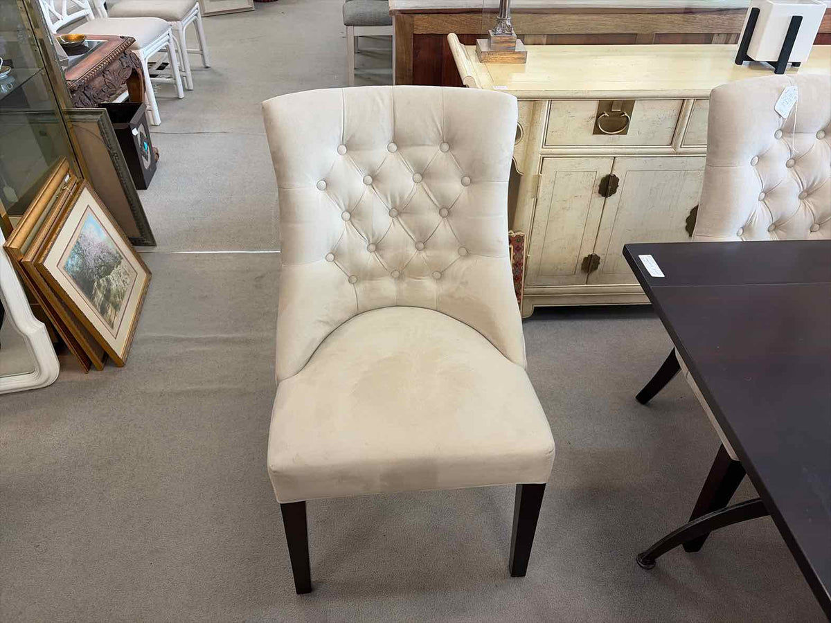 Pottery Barn Set of 6 Tufted Dining Chairs – Beige Upholstered