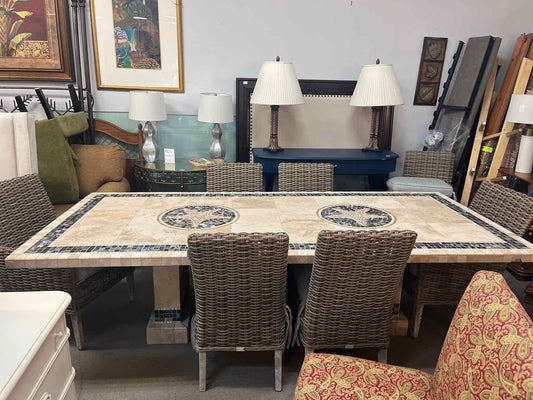 Rectangular Multicolor Tile Patio Table – Outdoor Dining Table